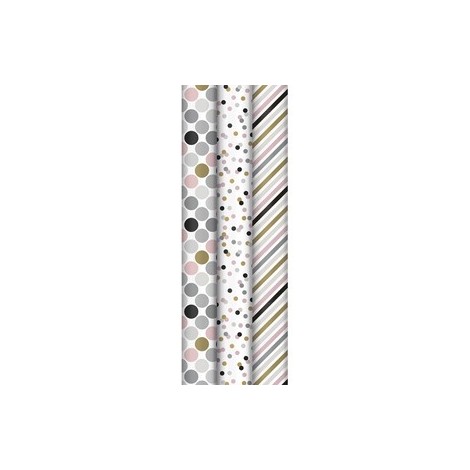CLAIREFONTAINE 1x Rouleau papier cadeau ALLIANCE 57g 2x0,70m - Au choix entre 3 motifs fantaisie