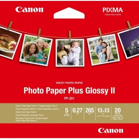 Papier Photo Carré 13x13cm CANON Photo Paper Plus Glossy II 2311B060 (20 feuilles 265g/m2) - PP-201