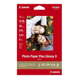 Papier 13x18cm CANON Photo Paper Plus Glossy II PP-201 - 2311B018 (20 feuilles, 265 g/m2)