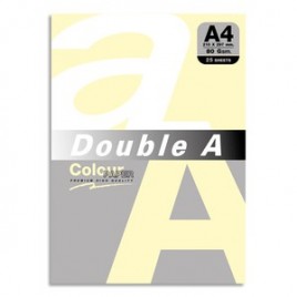 Paquet de 25 feuilles papier couleur jaune pastel A4 DOUBLE A (80g/m2)