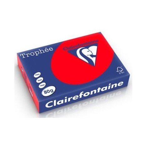 Ramette de papier couleur Rouge Corail Clairefontaine Trophée A4 500 feuilles 8175 (80g/m2)