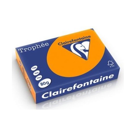 Ramette de papier couleur Orange Vif Clairefontaine Trophée A4 500 feuilles 1761 (80g/m2)