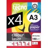 Carton de 4 ramettes de papier Inapa Tecno Colour Laser A3 250 feuilles (160g/m2)