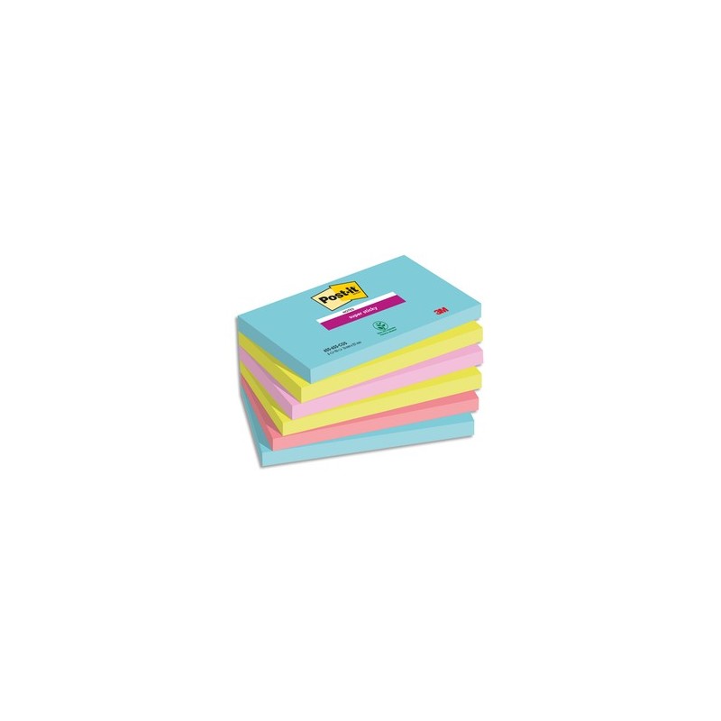 Notes couleurs Playful Super Sticky Post-it 76 x 127 mm