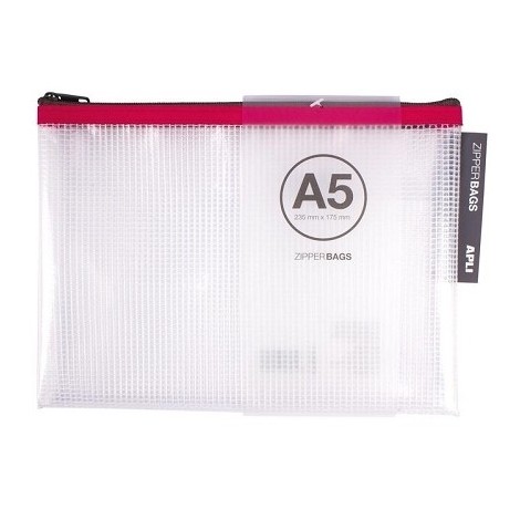 Zipper Bags A5 - 23,5cm x 17,5cm - en PVC renforcé transparent
