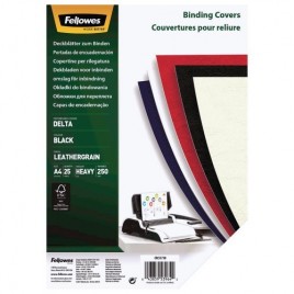25 couvertures pour reliure grain cuire Fellowes 53738 - Noir - A4 - 250g/m2 - CRC53738