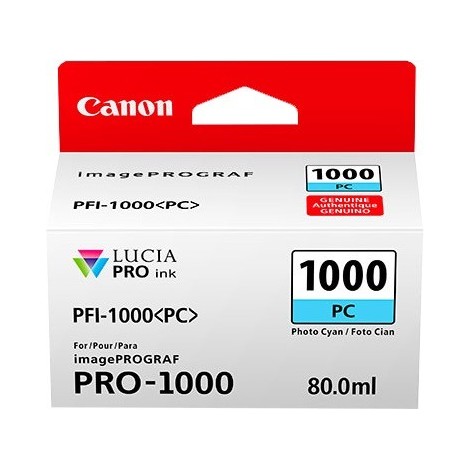 ORIGINAL Canon Cartouche d'encre Cyan Clair PFI-1000pc 0550C001 80ml