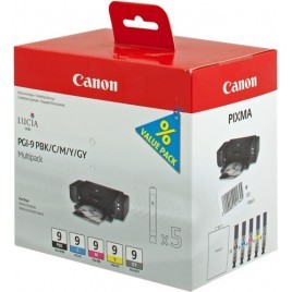 ORIGINAL Canon 1034B013 Multipack PGI-9 PBK+C+M+Y+GY Noir + Cyan + Magenta + Jaune + Gris