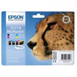 ORIGINAL EPSON T0715 Multipack - Guépard - 1x 7.4ml + 3x 5.5ml - 245 + 345 + 250 + 415 pages