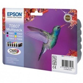ORIGINAL EPSON T0807 Multipack - Colibri - 6x 7.4ml - 330 + 935 + 460 + 520 + 350 + 685 pages