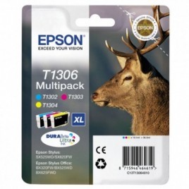 ORIGINAL EPSON T1306 Multipack 3 couleurs - Cerf - 3x 10.1ml - 1x 945 + 3x 755 pages