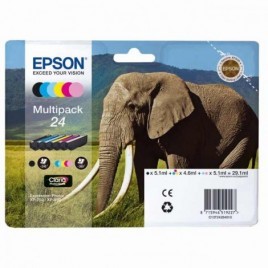 ORIGINAL EPSON T2428 Multipack standard - Eléphant - 3x 5.1ml + 3x 4.6ml - 240 + 5x 360 pages