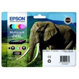ORIGINAL EPSON T2438 Multipack XL - Eléphant - 1x 10ml + 3x 8.7ml + 2x 9.8ml - 500 + 5x 740 pages