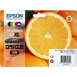 ORIGINAL EPSON T3357XL Multipack 5 couleurs XL - Orange - 1x 12.2ml + 1x 8.1ml + 3x 8.9ml - 530 + 400 + 3x 650 pages