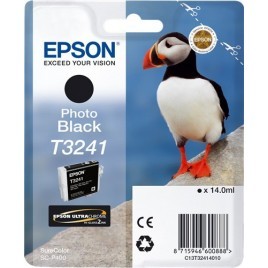 ORIGINAL Epson Cartouche d'encre Noir (photo) C13T32414010 T3241 ~4200 pages 14ml - Oiseau Macareux