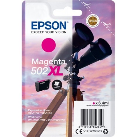ORIGINAL EPSON 502XL Magenta - T02W34 - C13T02W34010 - Jumelles - 6.4ml - 470 pages