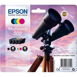 Multipack 4 cartouches 502 EPSON T02V64 - C13T02V64010 - Jumelles - 1x 4.6ml + 3x 3.3ml - 210 + 3x 165 pages