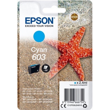 ORIGINAL EPSON 603 Cyan - T03U2 - Etoile de mer - 2.4ml - 130 pages