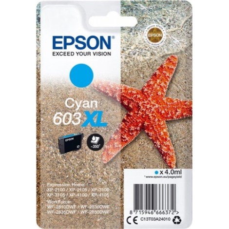 ORIGINAL EPSON 603 XL Cyan - T03A2 - Etoile de mer - 4.0ml - 350 pages