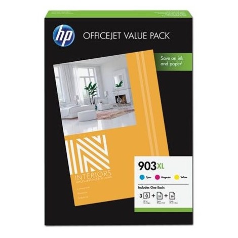 Pack ORIGINAL HP 903XL Cyan + Magenta + Jaune 1CC20AE - 3x 9.5ml - 3x 825 pages