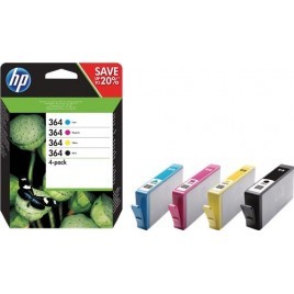 ORIGINAL Pack HP 364 N9J73AE 4 couleurs C+M+J+N - 1x7.5ml + 3x3ml - 250 + 3x 300 pages