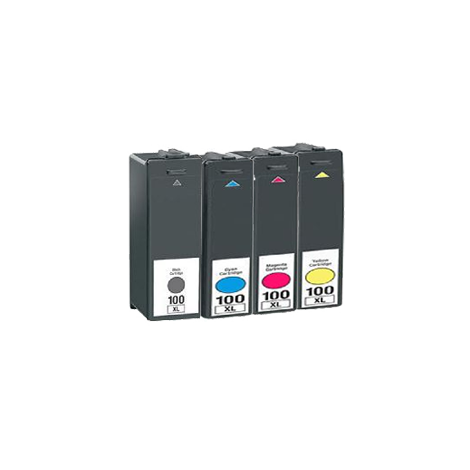 Pack 4 cartouches compatibles Lexmark N° 100 XL Noire + Cyan + Magenta + Jaune - 1 x 25ml + 3 x 14ml