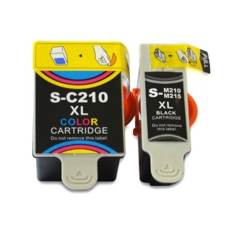 Pack de 2 Cartouches XL M210 / M215 Noire + C210 Couleurs, Cartouches compatibles Samsung - 18.5ml + 38ml