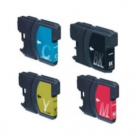 LC-980 BK + C + M + Y , PACK 4 cartouches compatibles BROTHER - 1x 29ml + 3x 20ml