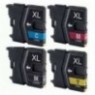 LC-985 BK + C + M + Y , PACK 4 cartouches compatibles BROTHER - 1x 12ml + 3x 12ml