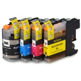 LC-127XL BK + LC125XL C + M + Y , PACK 4 cartouches compatibles BROTHER - 1x 30ml + 3x 15ml