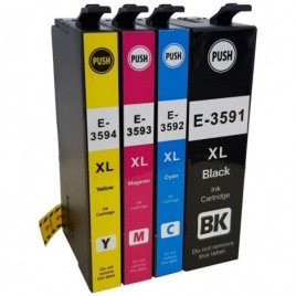 PACK 4 cartouches T3596 XL génériques pour Epson C13T35964010 - 1 x 50 ml + 3 x 25.4 ml - 2 600 + 3x 1 900 pages