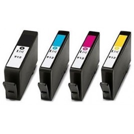 PACK HP 912 XL Noir + Cyan + Magenta + Jaune, Cartouche recyclée HP 3YP34AE - 4x 825 pages