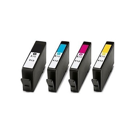 PACK HP 912 XL Noir + Cyan + Magenta + Jaune, Cartouche recyclée HP 3YP34AE - 4x 825 pages