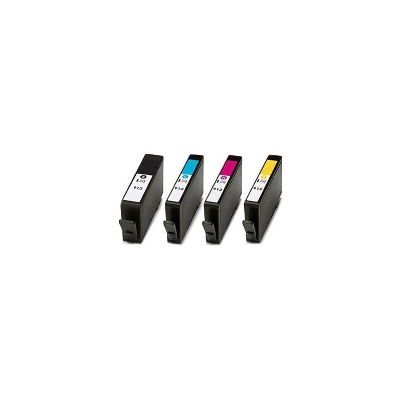 Hp 912XL - Pack x 4 jet d'encre équivalent à 3YP34AE - Black Cyan Magenta  Yellow