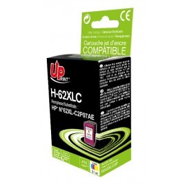 Recharge 62XL Couleurs C2P07AE Uprint H-62XLC, Cartouche rechargée HP - 21ml - 415 pages