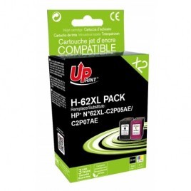 Recharge PACK HP 62XL Noire + 62XL Couleur Uprint H-62XL PACK - Cartouche rechargée HP - 1 x 20ml + 1 x 21ml - 600 + 415 pages