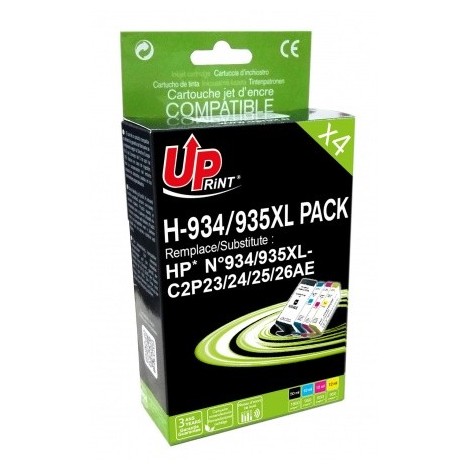 PACK HP 934 XL Noire + 935 XL Cyan + Magenta + Jaune Uprint H-934/935XL PACK, Cartouches rechargées HP - 1 x 50ml + 3 x 12ml