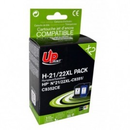 Recharge PACK HP 21 XL Noir + HP 22 XL Couleur Uprint H-21/22XL PACK, Cartouche rechargée HP - 17ml Noire + 15ml Couleur