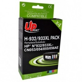 PACK HP 932 XL Noire + HP 933 XL Cyan + Magenta + Jaune Uprint H-932/933XL PACK, Cartouches rechargées HP
