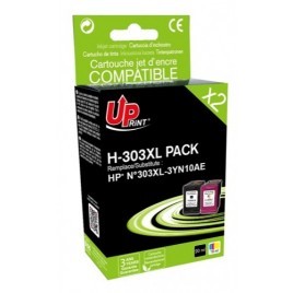 Recharge PACK HP 303 XL Noire + 303 XL Couleur Uprint H-303XL PACK - 3YN10AE, Cartouche rechargée HP