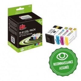 Recharge PACK HP 912 XL Noir + Cyan + Magenta + Jaune, Cartouche rechargée HP 3YP34AE - 4x 825 pages