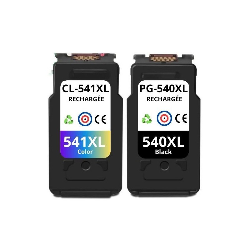 Pack 2 Cartouches PG-540XL/CL-541XL Noir et Couleurs COMPATIBLE