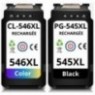 Recharge Canon PG-545XL Noir + CL-546XL Couleur, Pack cartouches compatibles CANON - 1x 16ml + 1x 14,5ml