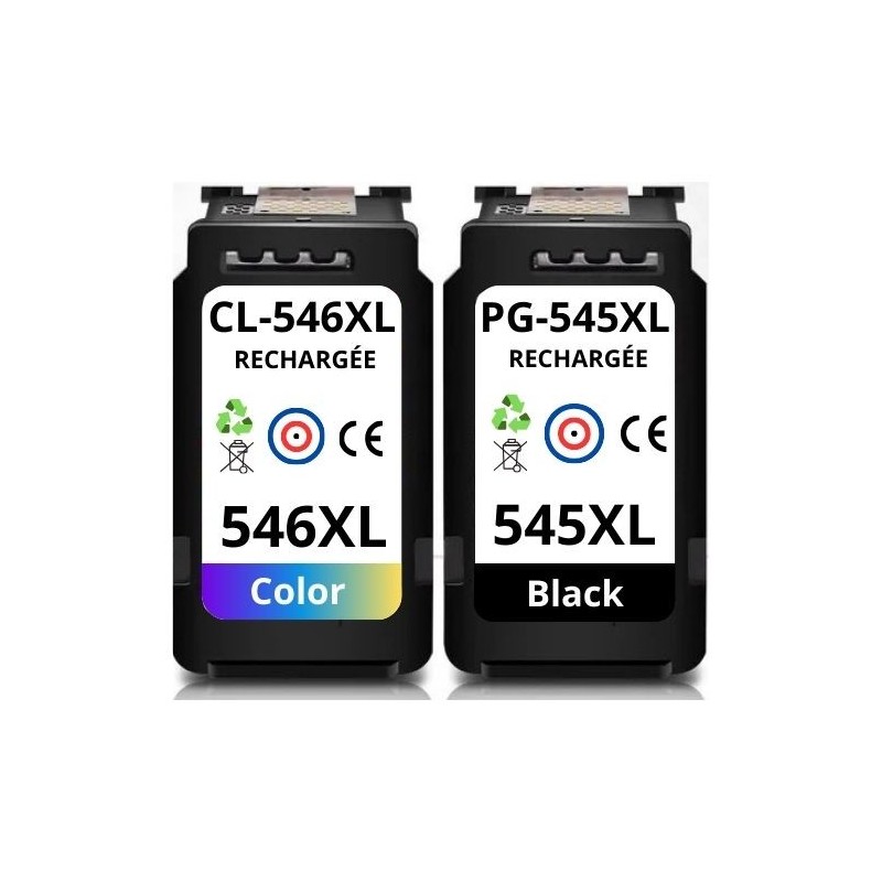 Pack 2 cartouches compatibles CANON PG-545XL/CL-546XL (noir et couleur)  Pack de 2 cartouches compatible