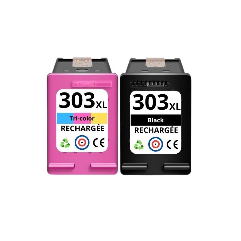 COMETE - 303 XL - Pack de 2 cartouches compatibles HP 303XL - 1 Noir + 1  Couleur - Marque française - Cartouche imprimante - LDLC