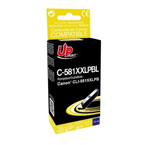 Uprint C-581XXLPB Photo Bleue, Cartouche rechargée CANON CLI-581PB XXL Grande Capacité - 9140 pages - 12ml