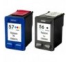 Recharge PACK HP 56 Noir + 57 Couleur, Cartouche compatible HP - 22ml Noire + 18ml Couleur
