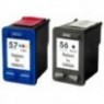 Recharge PACK HP 56 Noir + 57 Couleur, Cartouche compatible HP - 22ml Noire + 18ml Couleur