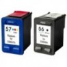 Recharge PACK HP 56 Noir + 57 Couleur, Cartouche compatible HP - 22ml Noire + 18ml Couleur