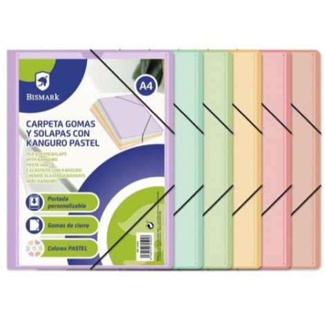 Chemise élastique Bismark A4 Kangaroo avec rabats - Couleurs pastel assorties